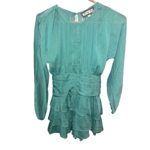 KATIE J NYC TWEEN MORGAN DRESS EMERALD GREEN SIZE M (10) EUC